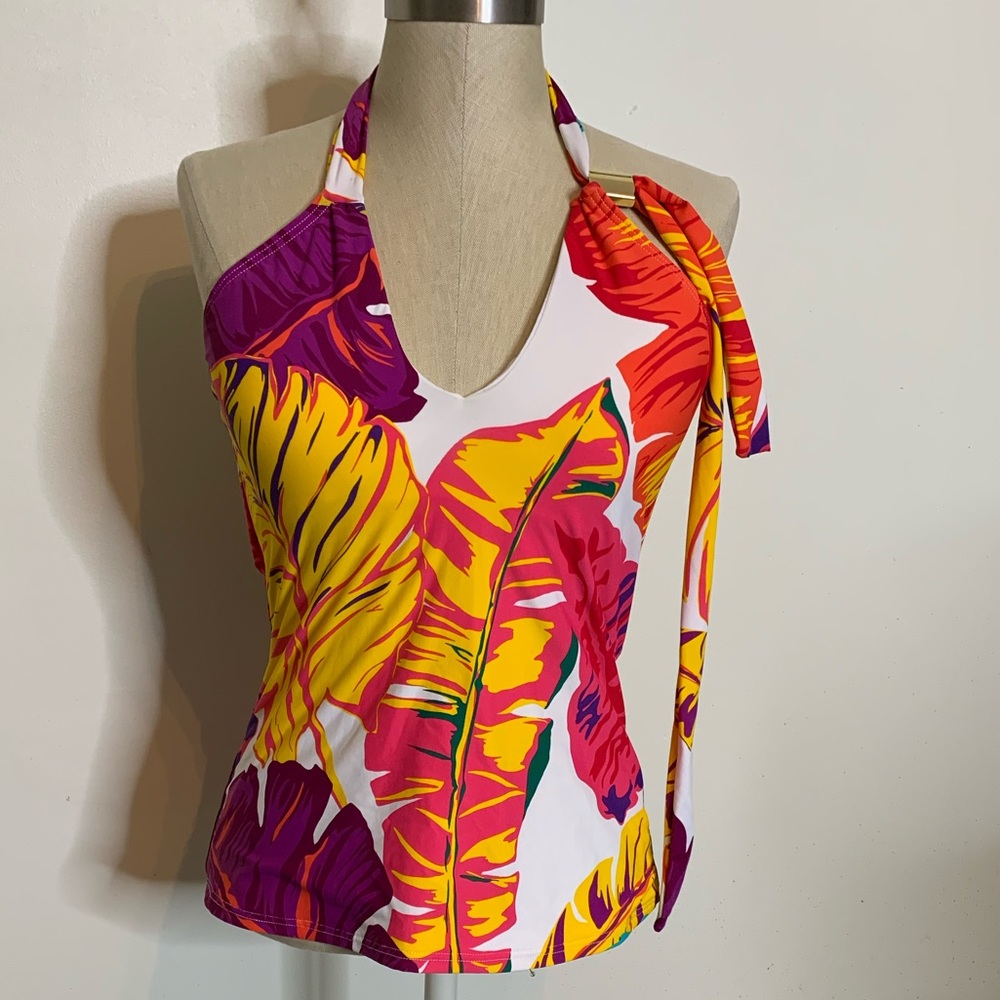 Jantzen Colorful Tropical Print Tankini Top Sz - Picture 1 of 7
